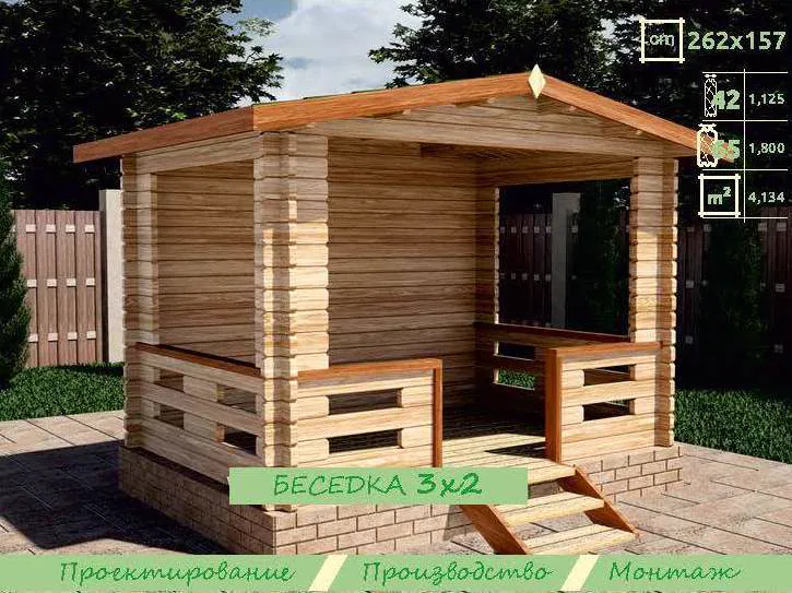 Беседка 2,62 × 1,57, фото 1