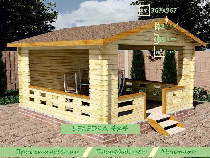 Беседка 3,67 × 3,67, фото 1