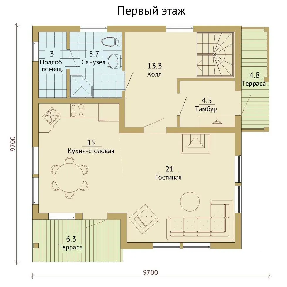 Дом 9,0 х 9,0 143,8 кв/м., фото 2