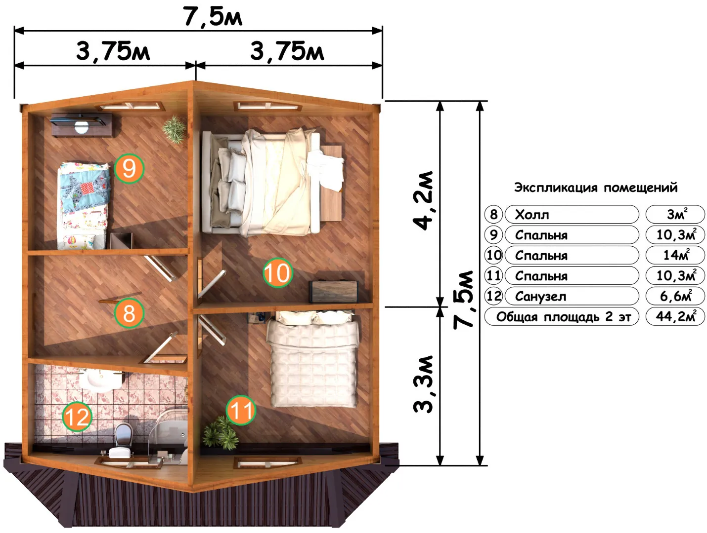 Дом 7,5 х 7,5 97,6 кв/м., фото 3