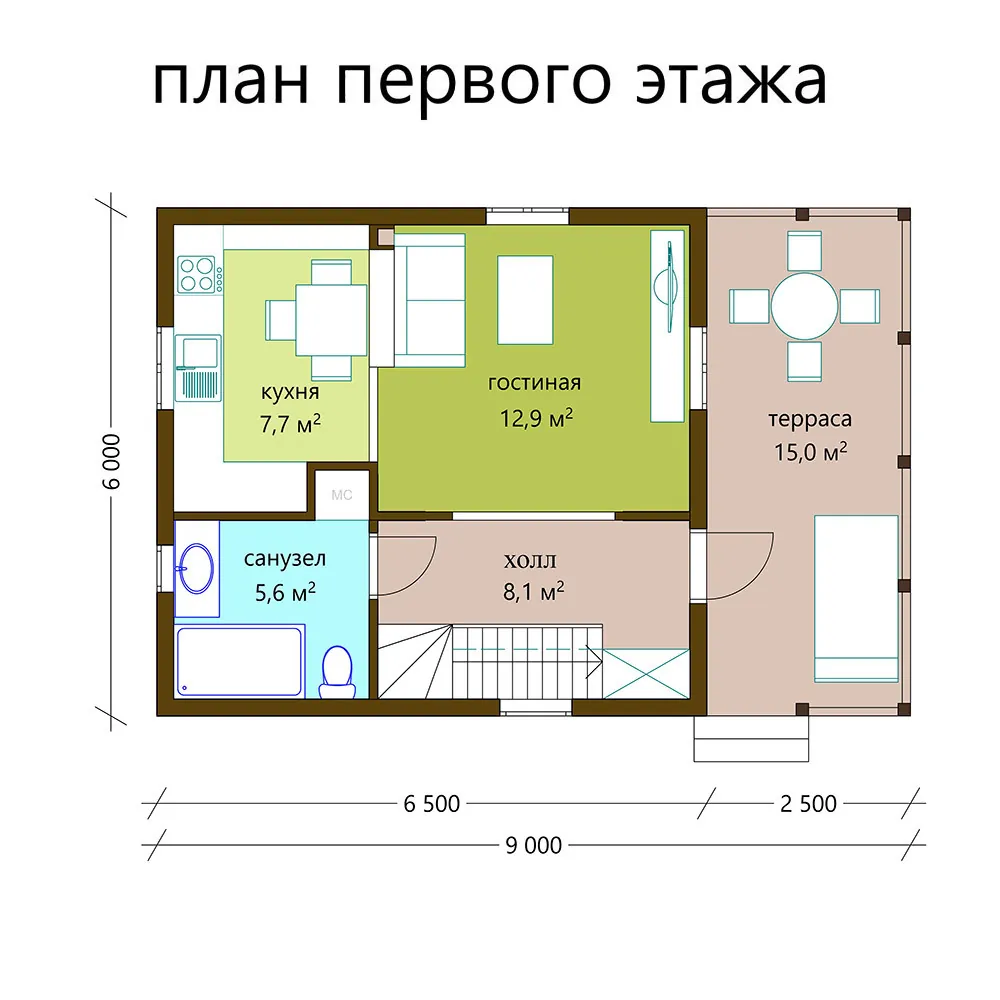 Дом 6,0 х 9,0 95,5 кв/м., фото 2