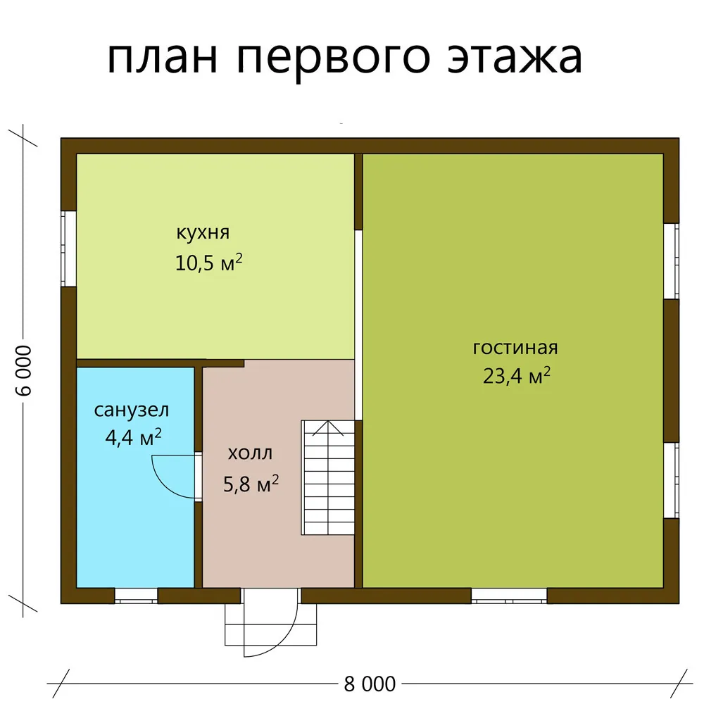 Дом 6,0 х 8,0 77,9 кв/м., фото 2