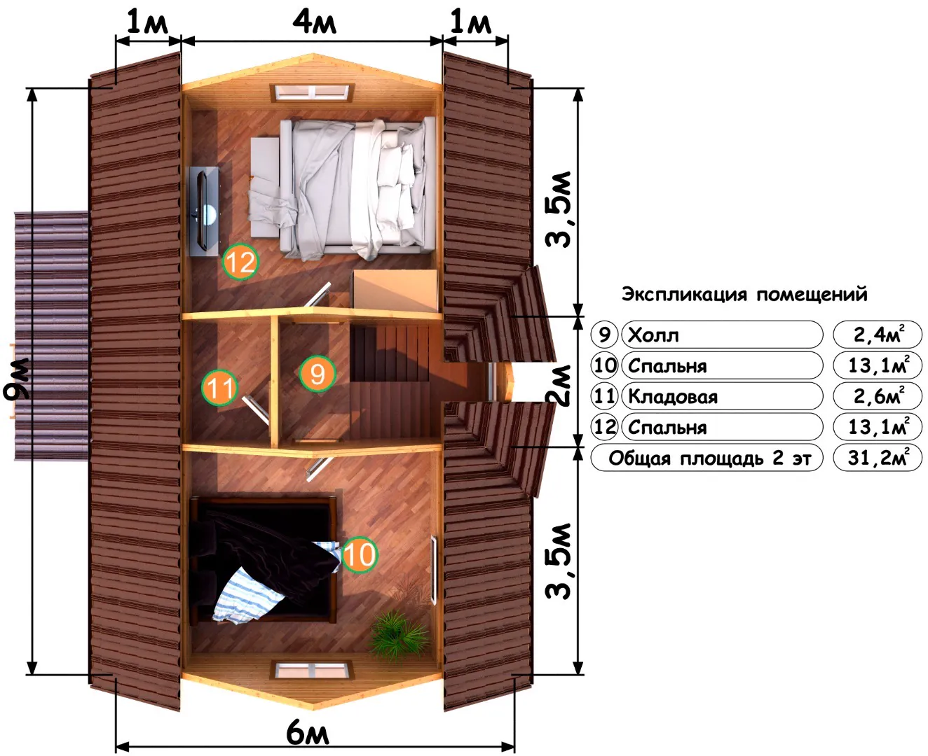 Дом 6,0 х 9,0 90,0 кв/м., фото 3